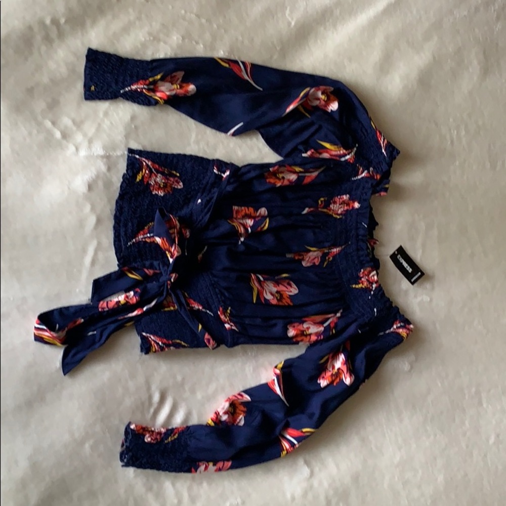 EXPRESS Off Shoulder Silk Blouse